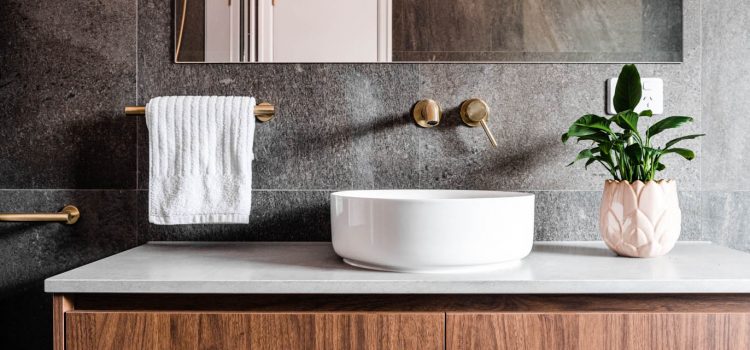 Ensuite Bathroom with brushed brass taps