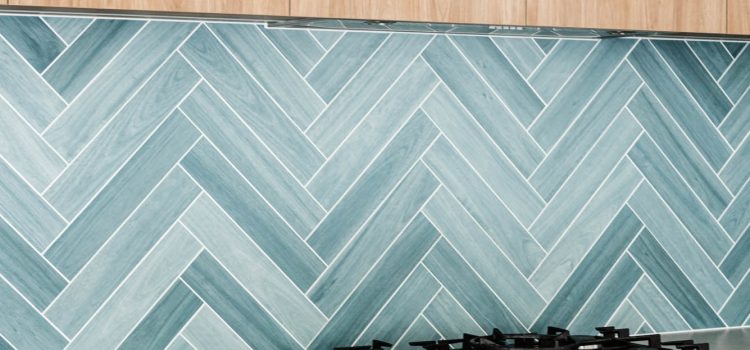 Green Herringbone tile splashbac